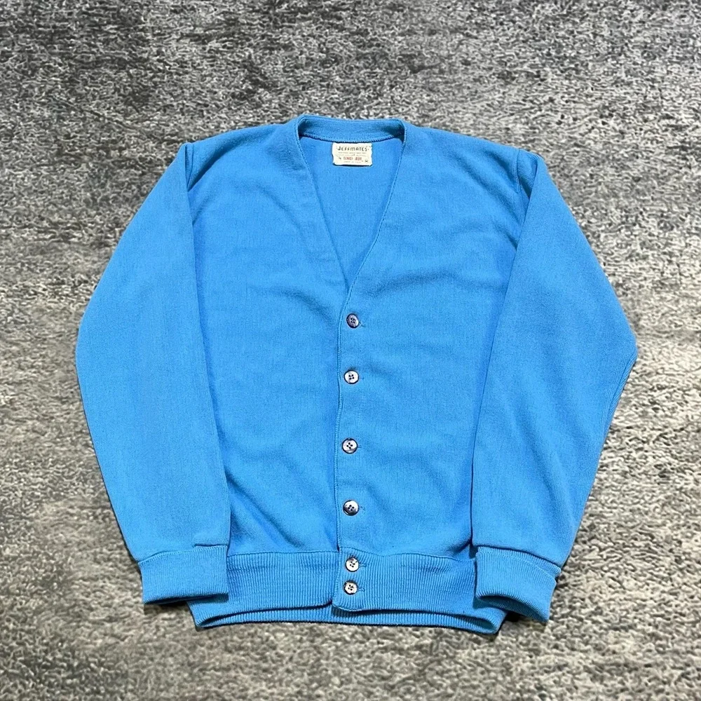 Vintage 50s 60s JeffMates by Lord Jeff Cardigan Mens‎ Medium Blue Sweater